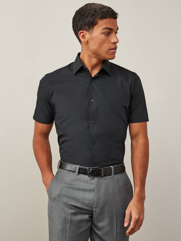 Black Regular Fit Easy Care Smart Shirt - Image 1 of 7