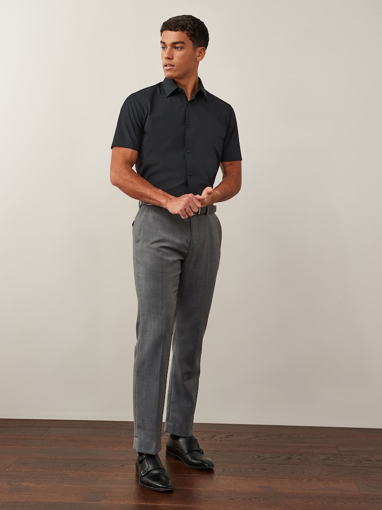 Черный - Regular Fit Easy Care Smart Shirt - Image 2 of 7 Черный - Regular Fit Easy Care Smart Shirt - Image 2 of 7