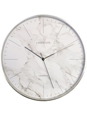 Brookpace Lascelles Cream Brushed Chrome Metal Cased Wall Clock with Marble Dial - Image 1 of 4