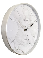 Brookpace Lascelles Cream Brushed Chrome Metal Cased Wall Clock with Marble Dial - Image 2 of 4