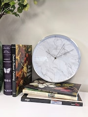 Brookpace Lascelles Cream Brushed Chrome Metal Cased Wall Clock with Marble Dial - Image 3 of 4