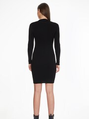 Calvin Klein Iconic Rib Mock Neck Black Dress - Image 2 of 4