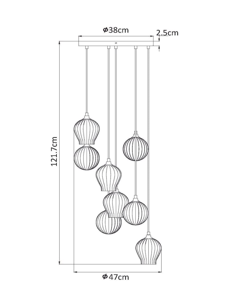 Multi Hampton Cluster Pendant 8 Light Ceiling Light - Image 4 of 4 Multi Hampton Cluster Pendant 8 Light Ceiling Light - Image 4 of 4