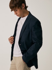 Threadbare Blue Regular Fit Cotton Suit Jacket - Image 1 of 7