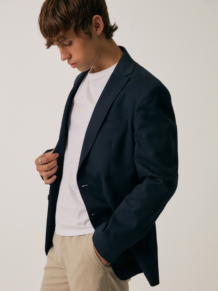 Threadbare Blue Regular Fit Cotton Suit Jacket - Image 1 of 7 Threadbare Blue Regular Fit Cotton Suit Jacket - Image 1 of 7