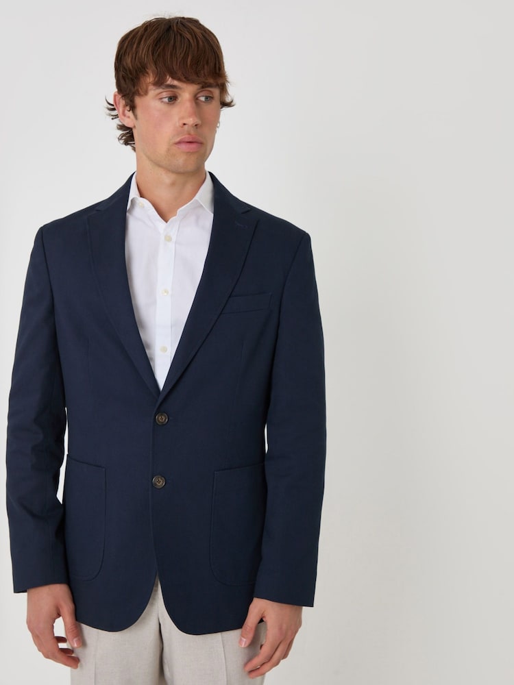 Threadbare Blue Regular Fit Cotton Suit Jacket - Image 2 of 7 Threadbare Blue Regular Fit Cotton Suit Jacket - Image 2 of 7