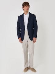 Threadbare Blue Regular Fit Cotton Suit Jacket - Image 3 of 7
