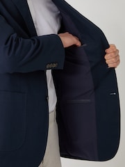 Threadbare Blue Regular Fit Cotton Suit Jacket - Image 6 of 7