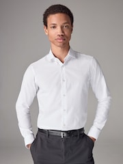 White Skinny Fit Easy Care Single Cuff Smart Shirt - Image 1 of 9