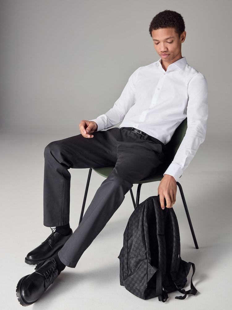 White Skinny Fit Easy Care Single Cuff Smart Shirt - Image 2 of 9