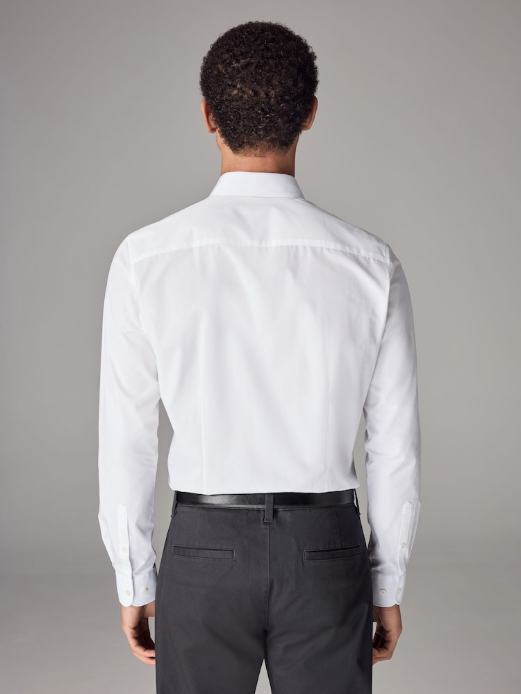 White Skinny Fit Easy Care Single Cuff Smart Shirt - Image 3 of 9