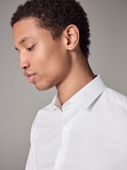 White Skinny Fit Easy Care Single Cuff Smart Shirt - Image 4 of 9