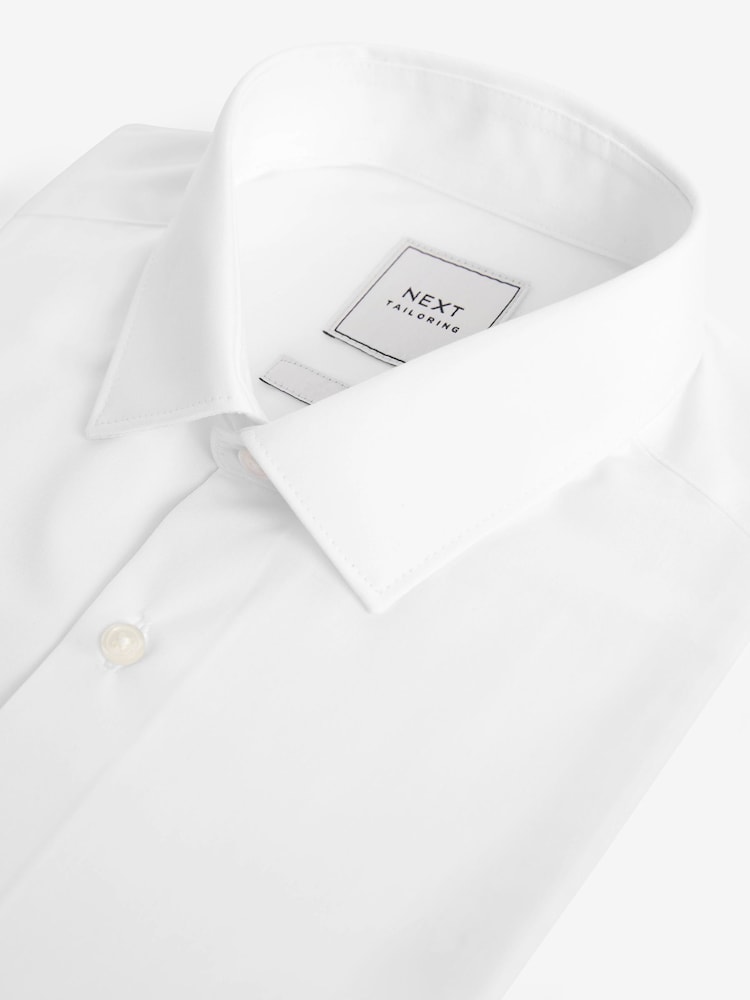 White Skinny Fit Easy Care Single Cuff Smart Shirt - Image 7 of 9