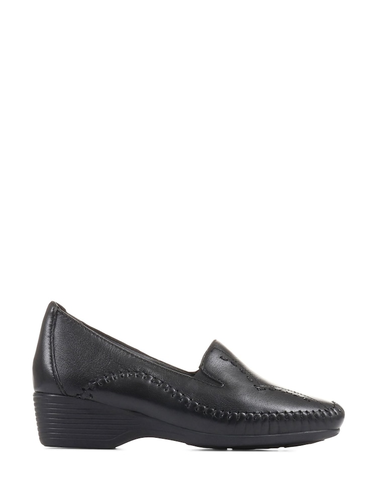 Pavers Black Leather Slip On Shoes - Image 1 of 5