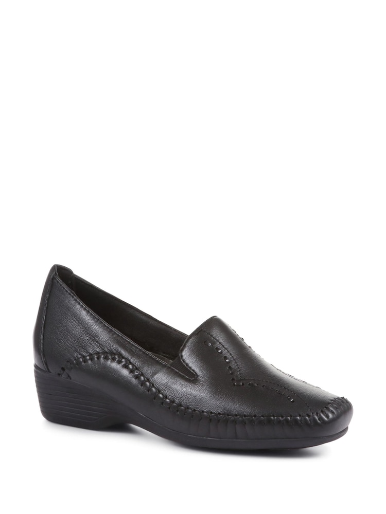 Pavers Black Leather Slip On Shoes - Image 2 of 5