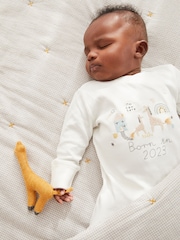 White/Grey Born In 2023 Single Sleepsuit (0-9mths) - Image 1 of 5