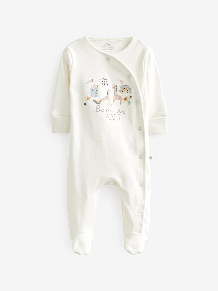 White/Grey Born In 2023 Single Sleepsuit (0-9mths) - Image 2 of 5