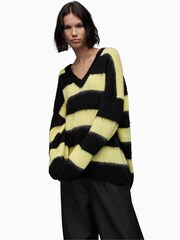 AllSaints Black V-Neck Lou Cardigan - Image 1 of 7