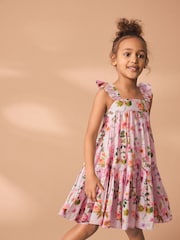 Pink Floral Printed Tiered Dress (3-16yrs) - Image 1 of 1