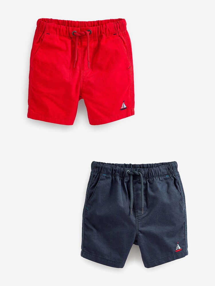 Navy Blue/Red Badge Pull-On Shorts 2 Pack (3mths-7yrs) - Image 4 of 4 Navy Blue/Red Badge Pull-On Shorts 2 Pack (3mths-7yrs) - Image 4 of 4