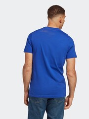adidas Dark Blue Essentials Single Jersey 3-Stripes 100% Cotton T-Shirt - Image 2 of 6