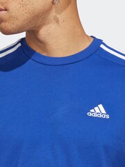 adidas Dark Blue Essentials Single Jersey 3-Stripes 100% Cotton T-Shirt - Image 5 of 6