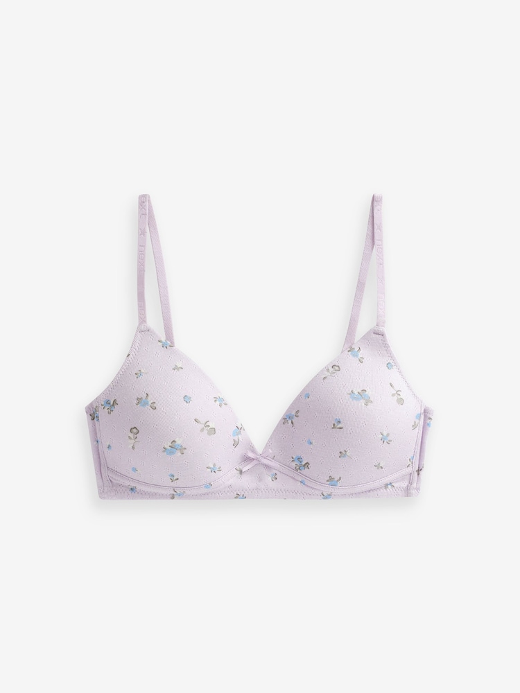 Purple/Green Floral Pointelle Trainer Bras 2 Pack - Image 2 of 5