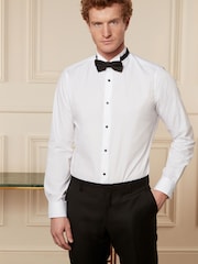 White Slim Fit Double Cuff Dress Shirt and Bow Tie Set - Image 1 of 6