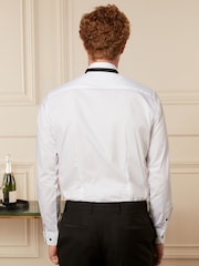 White Slim Fit Double Cuff Dress Shirt and Bow Tie Set - Image 3 of 6