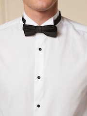 White Slim Fit Double Cuff Dress Shirt and Bow Tie Set - Image 6 of 6