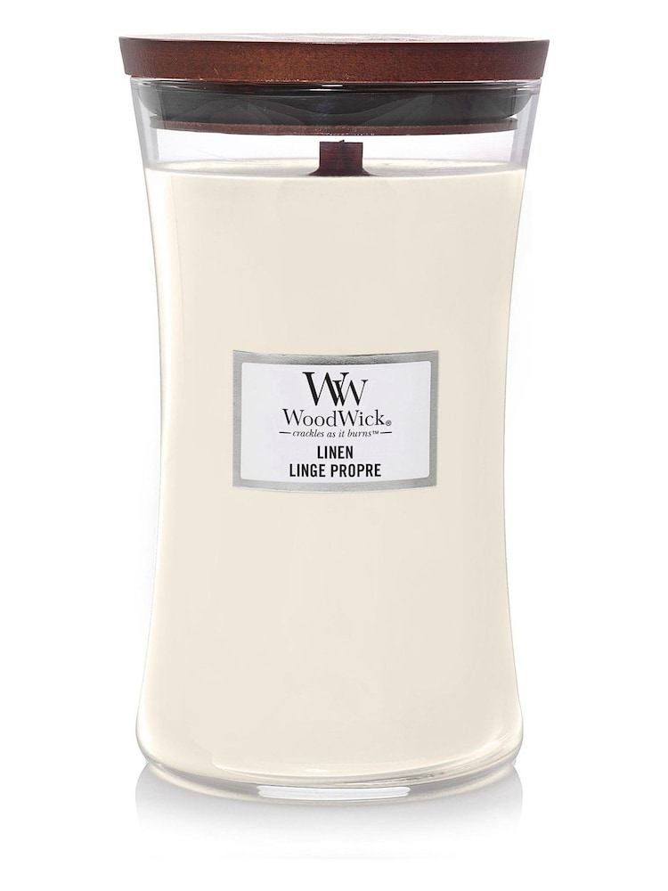 Woodwick White Hourglass Linen Candle - Image 2 of 2
