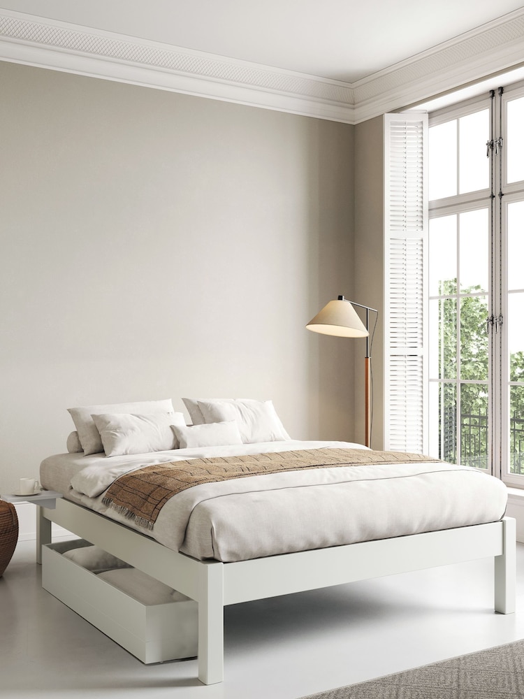 Get Laid Beds White Platform Square Leg Solid Wood Bed Combo - Image 1 of 2