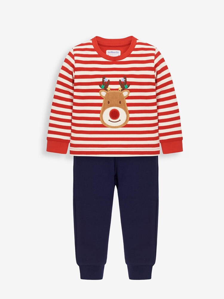 JoJo Maman Bébé - Jersey pyjama met rendierstrepen - Image 5 of 8