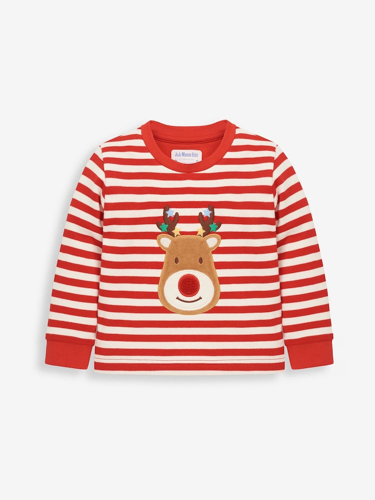 JoJo Maman Bébé - Jersey pyjama met rendierstrepen - Image 6 of 8
