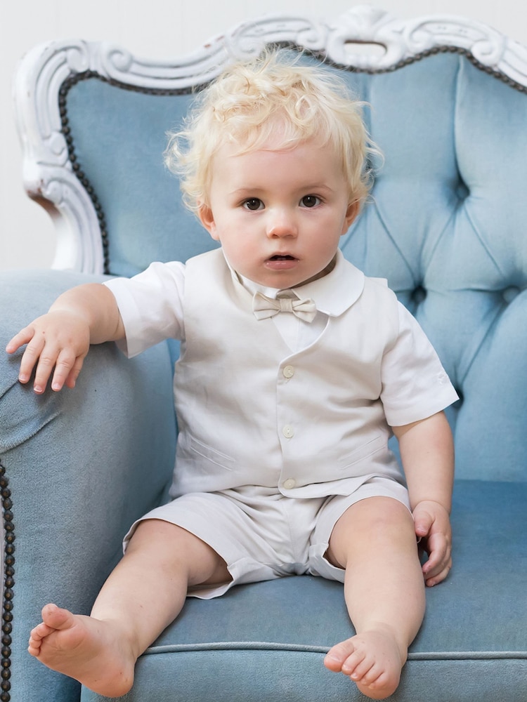 Emile et Rose Natural Three-Piece Linen Shorts And Hat Set - Image 1 of 3 Emile et Rose Natural Three-Piece Linen Shorts And Hat Set - Image 1 of 3