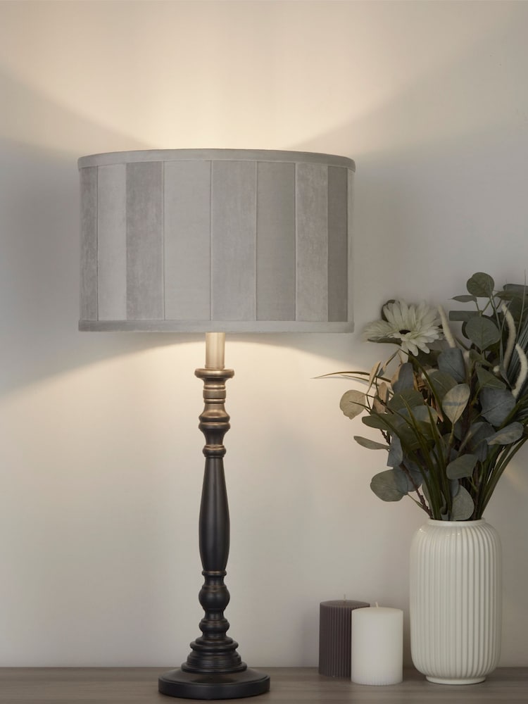 Searchlight Grey Lumi Candlestick Table Lamp Base - Image 5 of 5 Searchlight Grey Lumi Candlestick Table Lamp Base - Image 5 of 5
