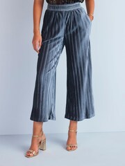 Grey Velvet Pleated Culotte Trousers - Image 2 of 5