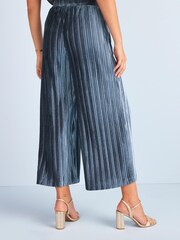 Grey Velvet Pleated Culotte Trousers - Image 3 of 5