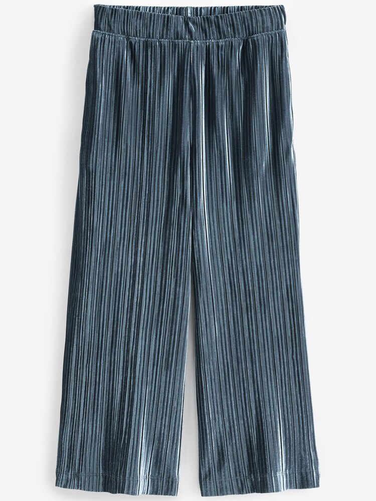 Grey Velvet Pleated Culotte Trousers - Image 5 of 5
