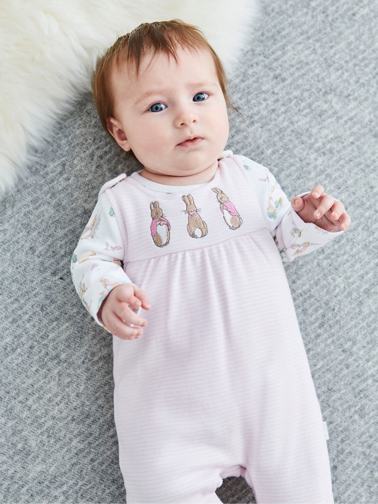 JoJo Maman Bébé Pink 2-Piece Flopsy Bunny Dungaree Set - Image 1 of 5