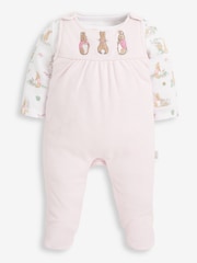 JoJo Maman Bébé Pink 2-Piece Flopsy Bunny Dungaree Set - Image 2 of 5