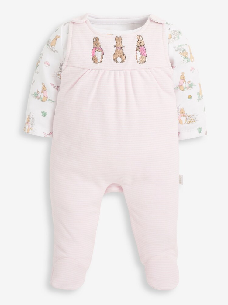 JoJo Maman Bébé Pink 2-Piece Flopsy Bunny Dungaree Set - Image 2 of 5