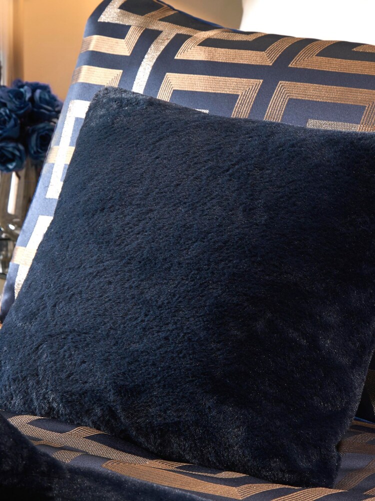 Soiree Blue Lucie Faux Fur Square Cushion - Image 1 of 1 Soiree Blue Lucie Faux Fur Square Cushion - Image 1 of 1