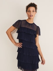 Phase Eight Blue Mimi Pleat Dress - Image 1 of 6
