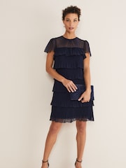 Phase Eight Blue Mimi Pleat Dress - Image 3 of 6