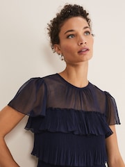 Phase Eight Blue Mimi Pleat Dress - Image 4 of 6