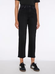 7 For All Mankind Logan Stovepipe Straight Crop High Rise Black Jeans - Image 1 of 3