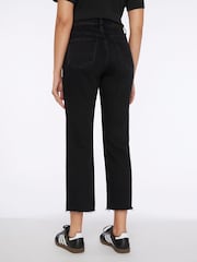 7 For All Mankind Logan Stovepipe Straight Crop High Rise Black Jeans - Image 2 of 3