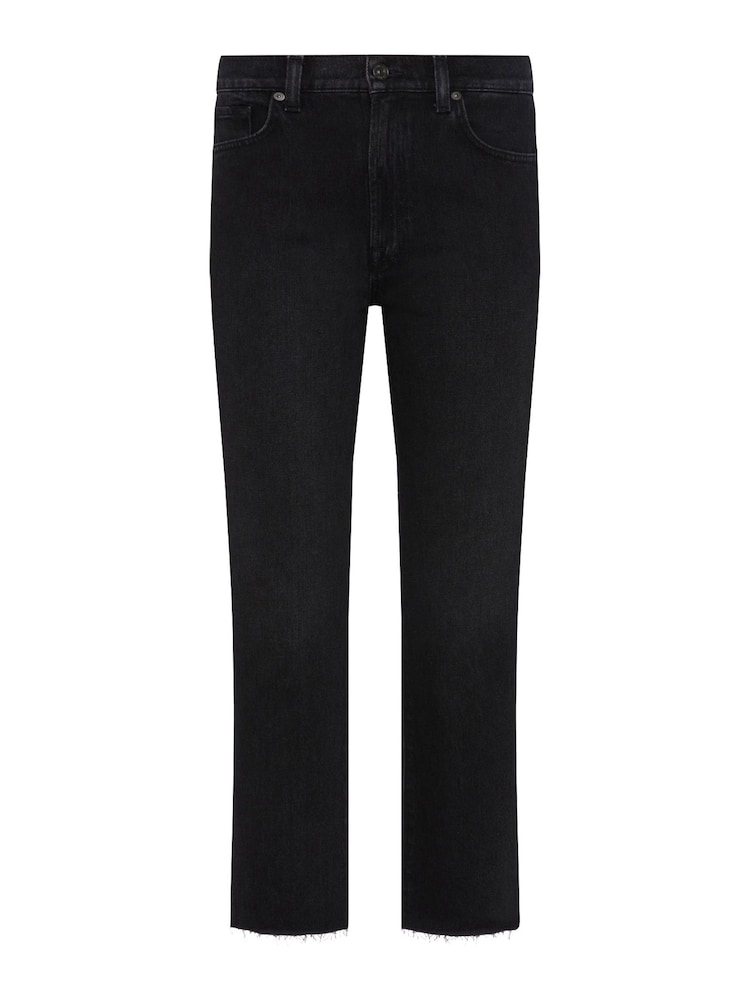7 For All Mankind Logan Stovepipe Straight Crop High Rise Black Jeans - Image 3 of 3