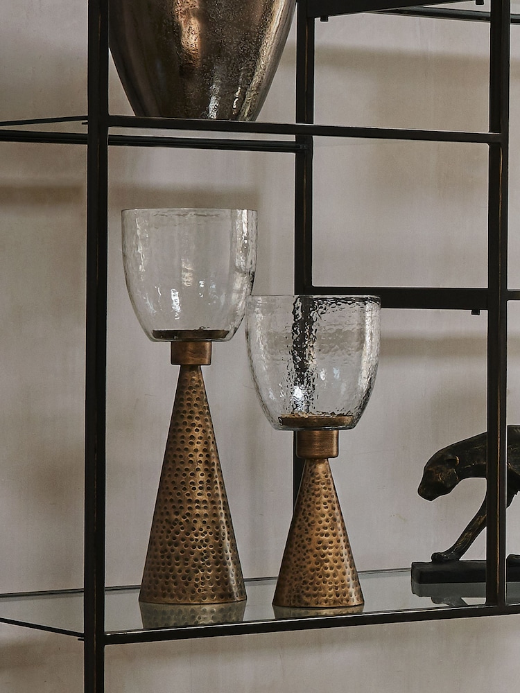 Libra Gold Sandbanks Small Glass Floor Standing Candle Holder - Image 1 of 4